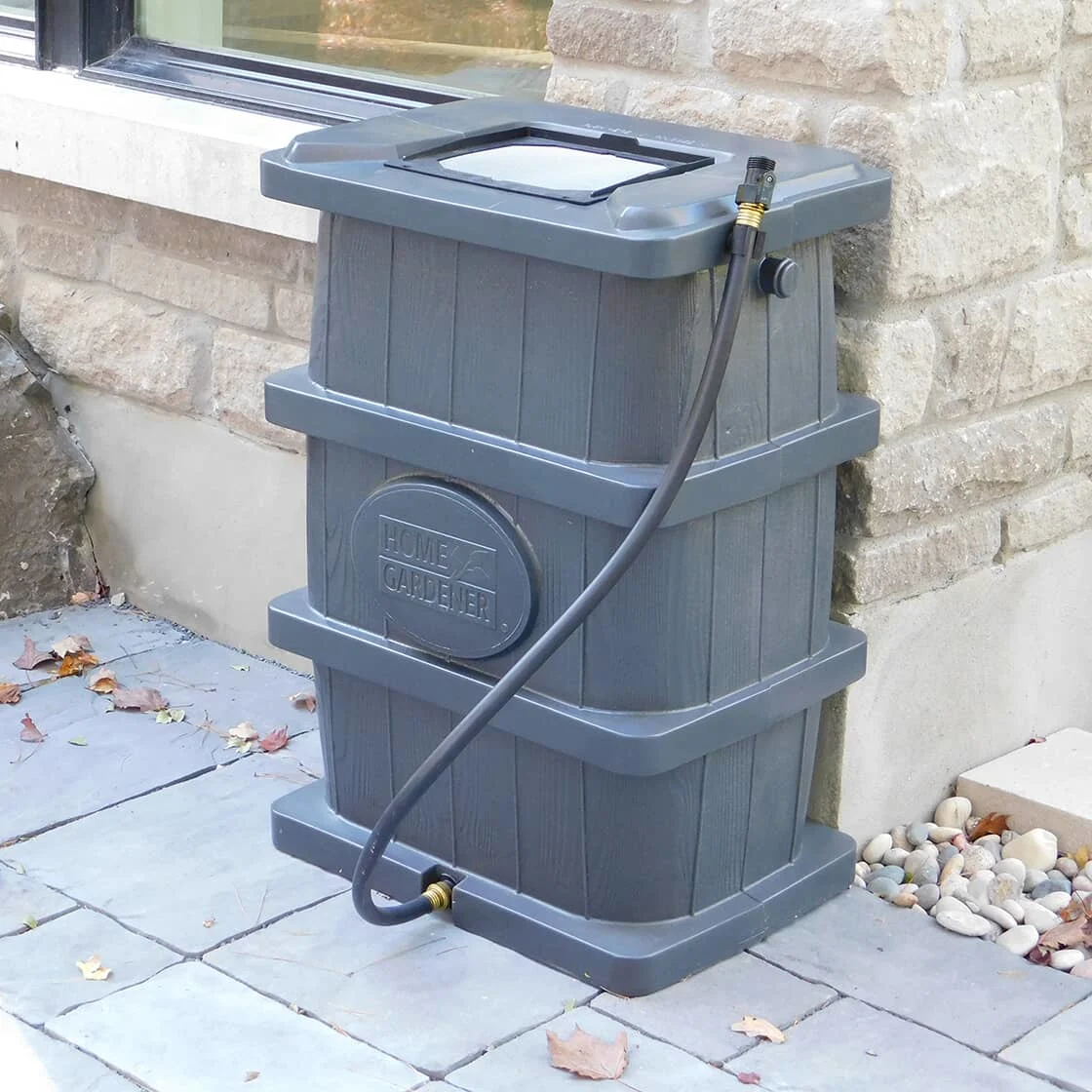 A rain barrel.