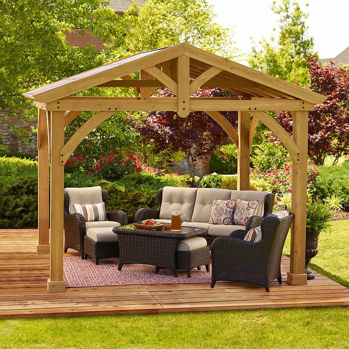 A wooden pergola