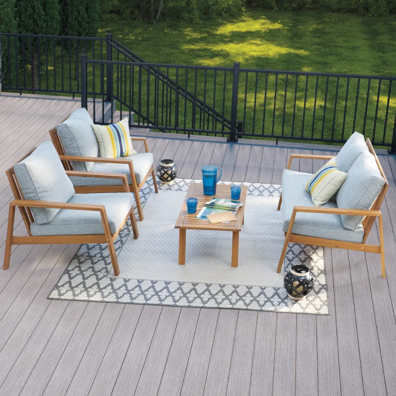 A wood patio set