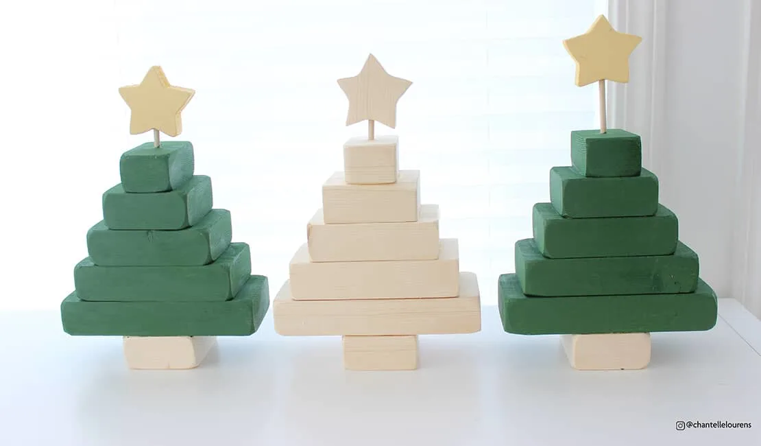 Stacked wooden Christmas trees