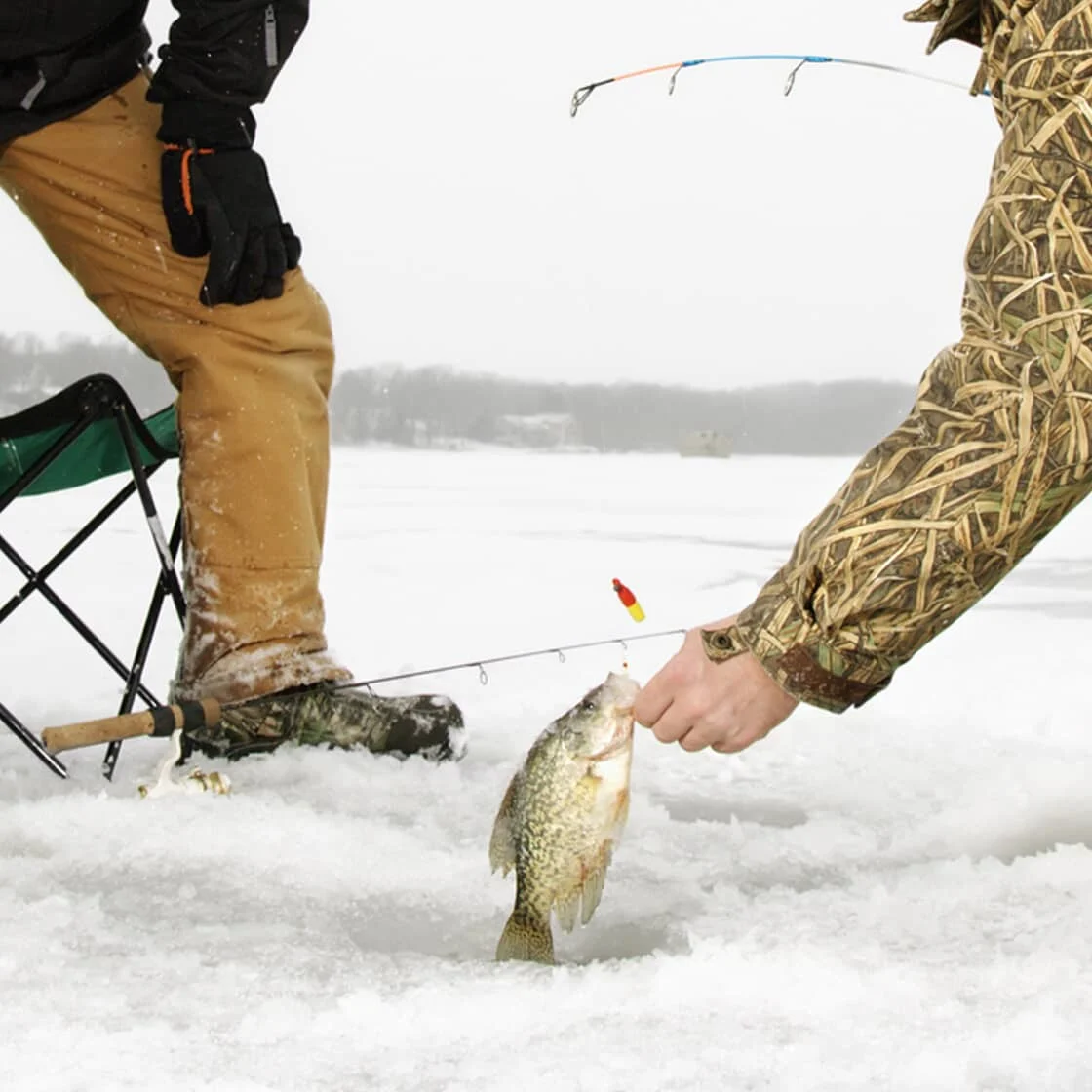 Ice fishing.