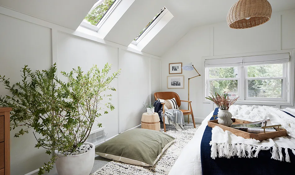 Painted loft with skylights