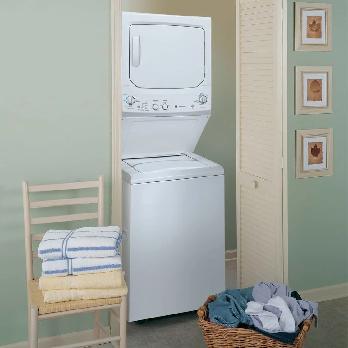 Stacked washer and dryer