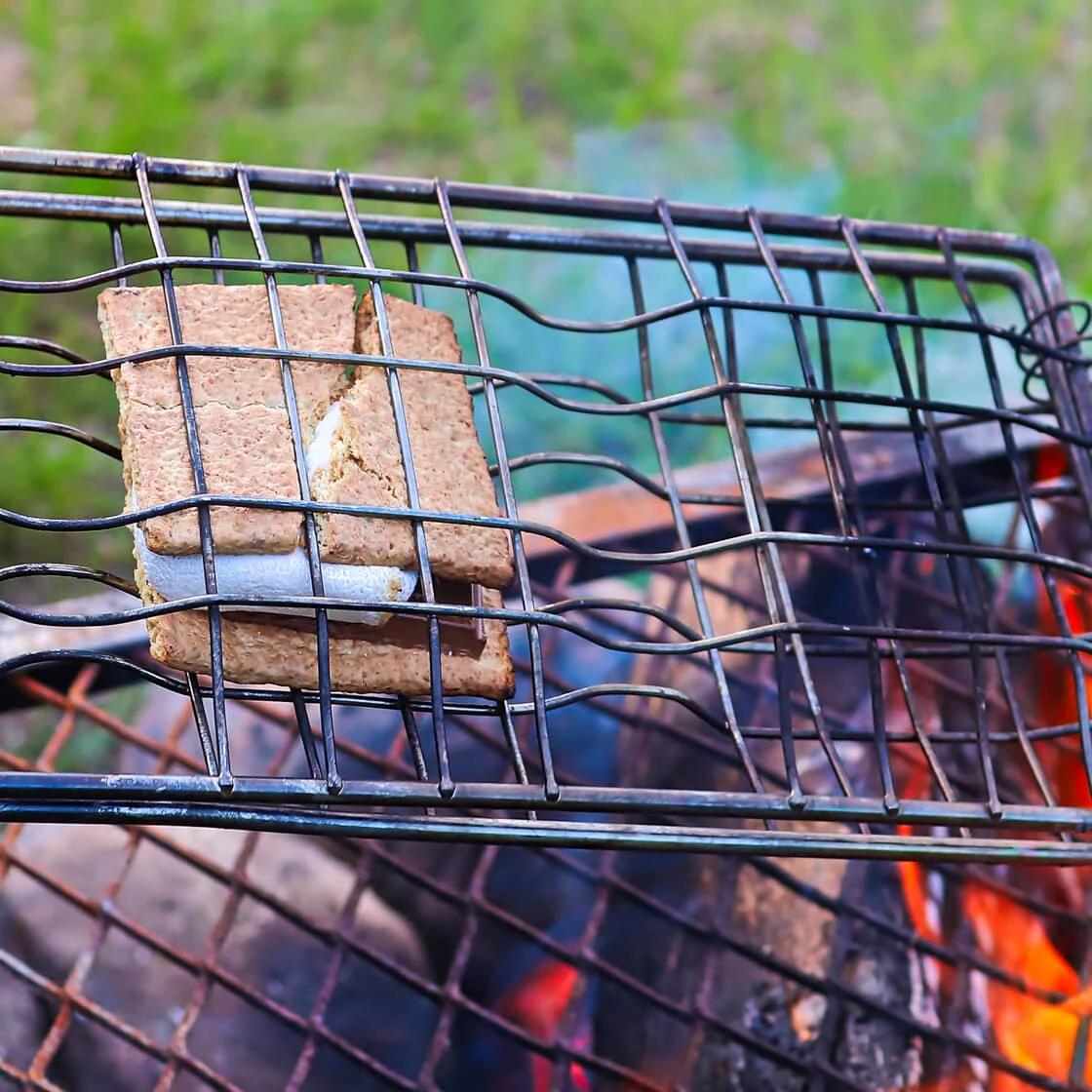 An outdoor fireplace.