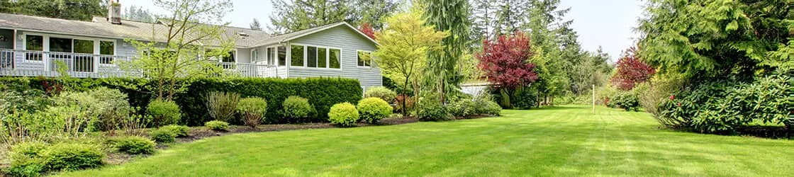 home with lawn banner