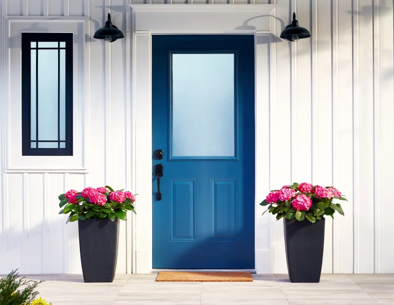 A freshly painted front door. 