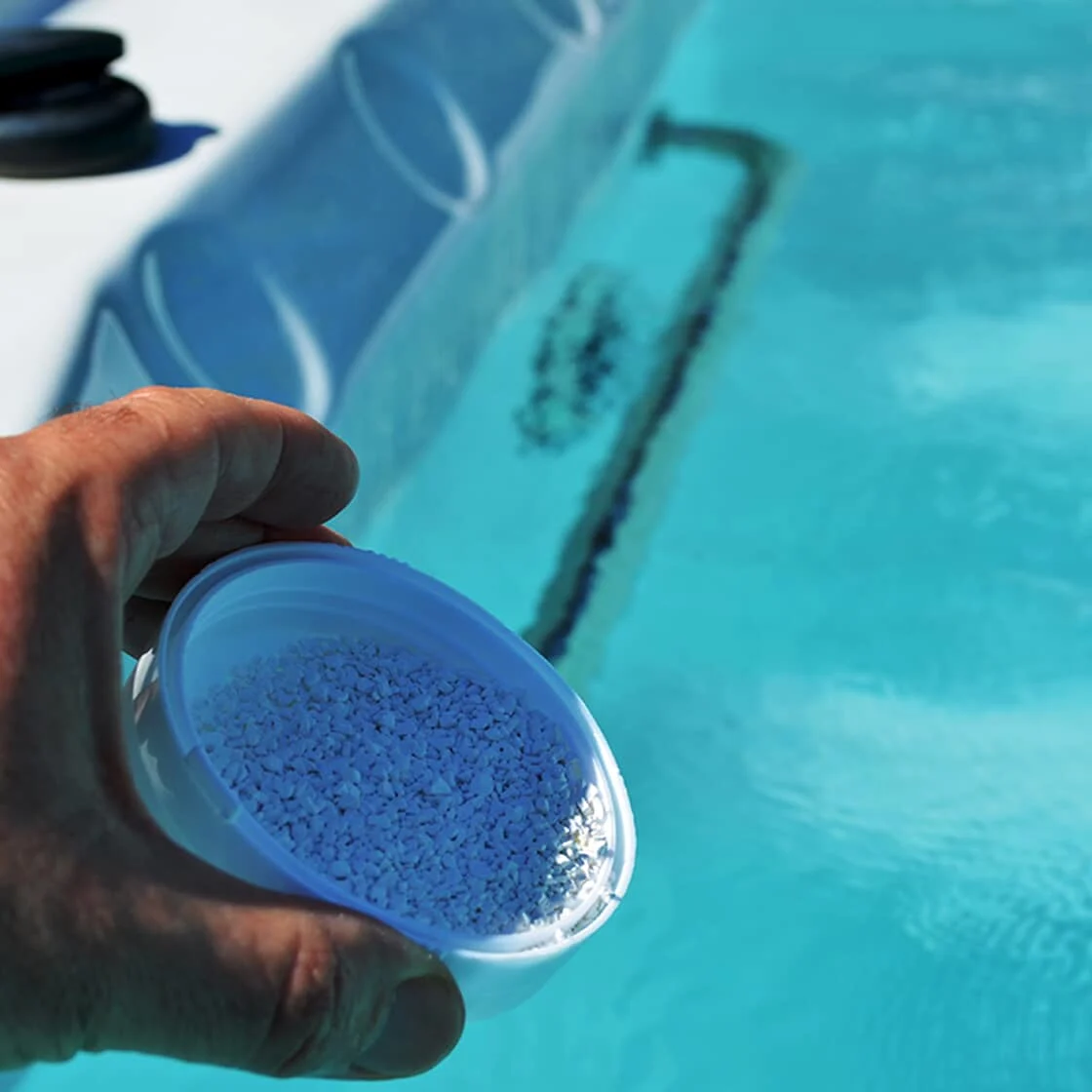 adding sanitizer to tub