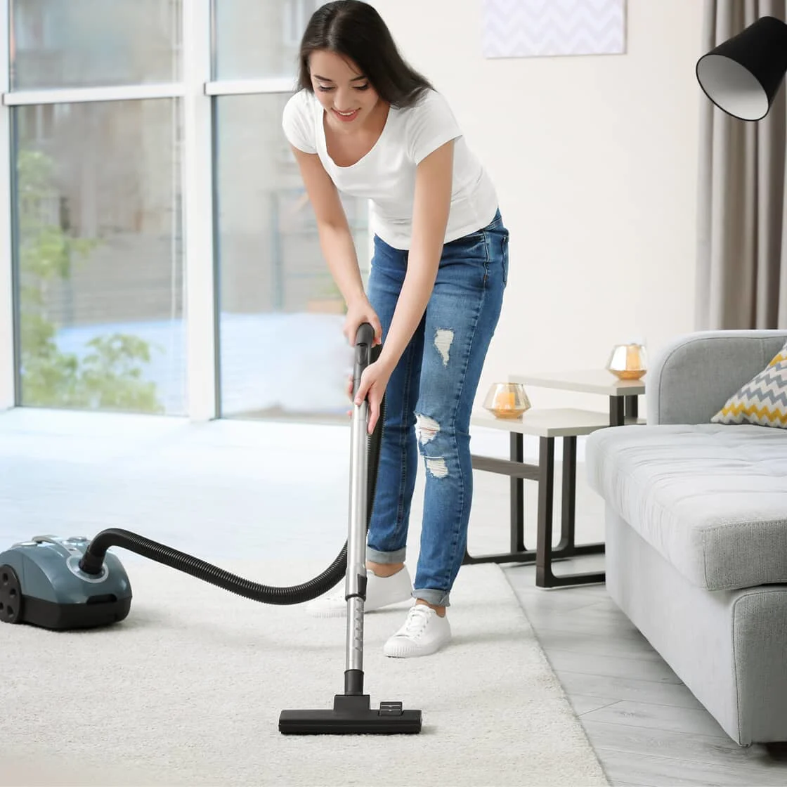 Vacuuming a rug