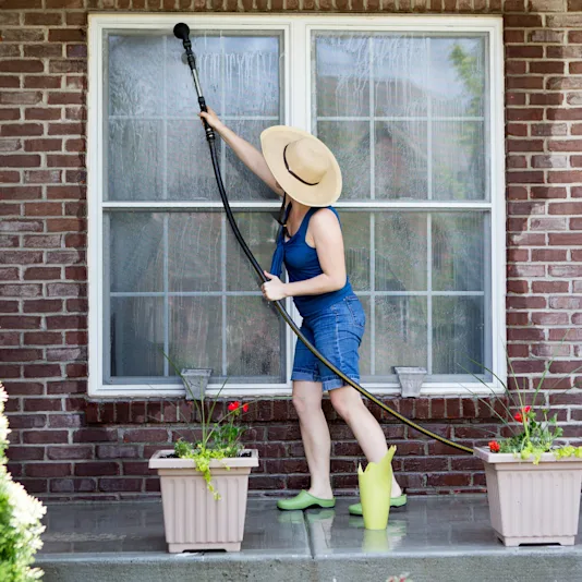 someone cleaning their windows