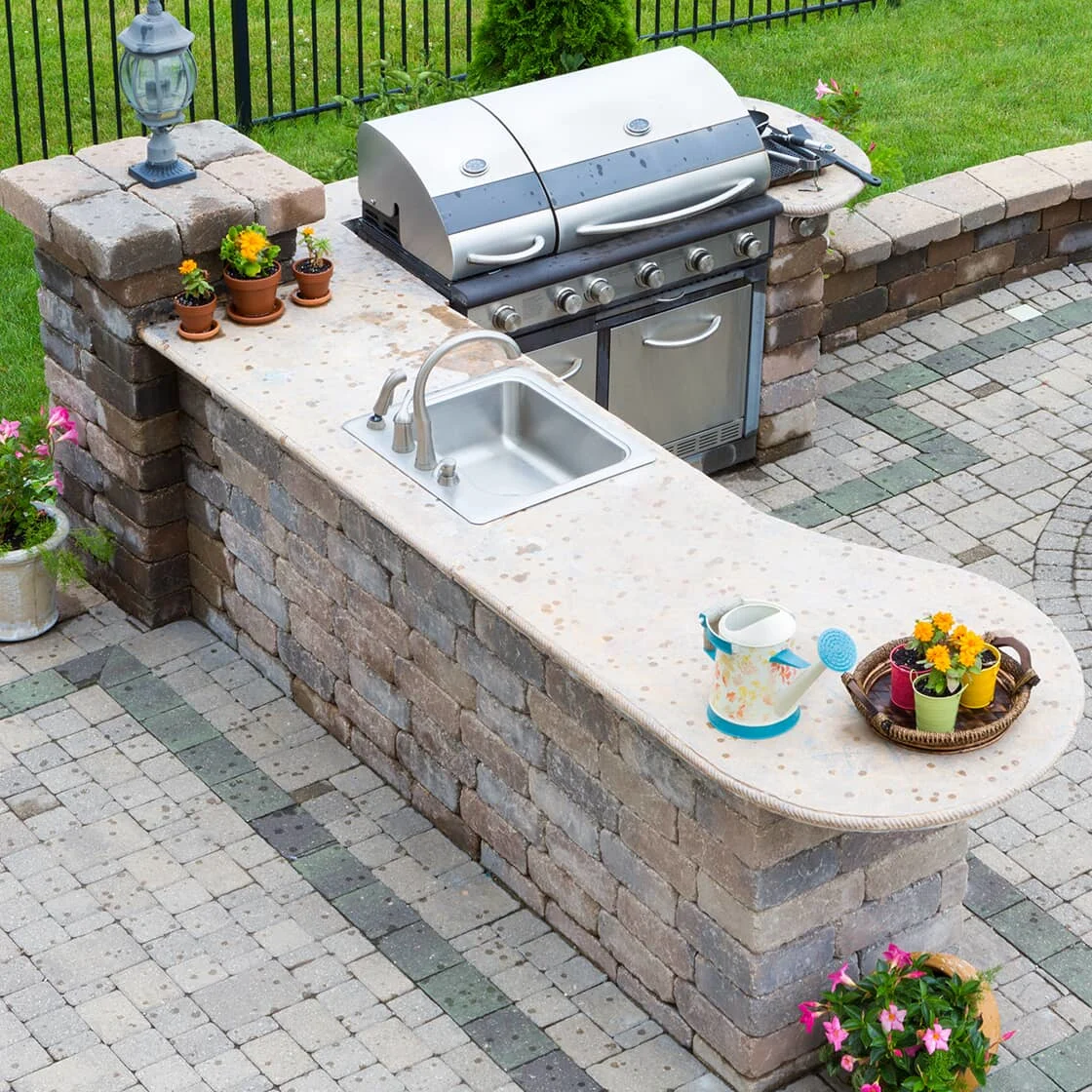 An outdoor kitchen.