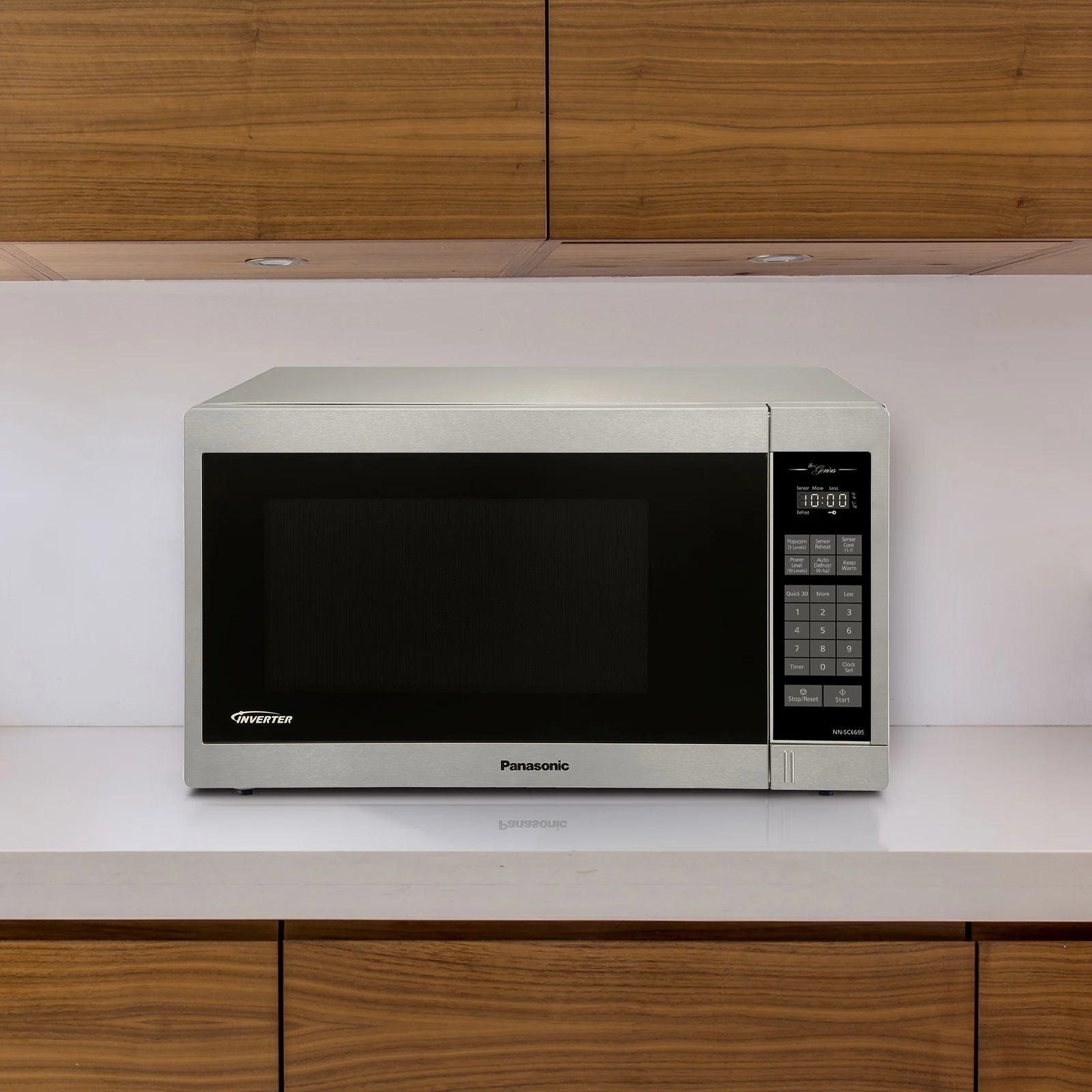A countertop microwave