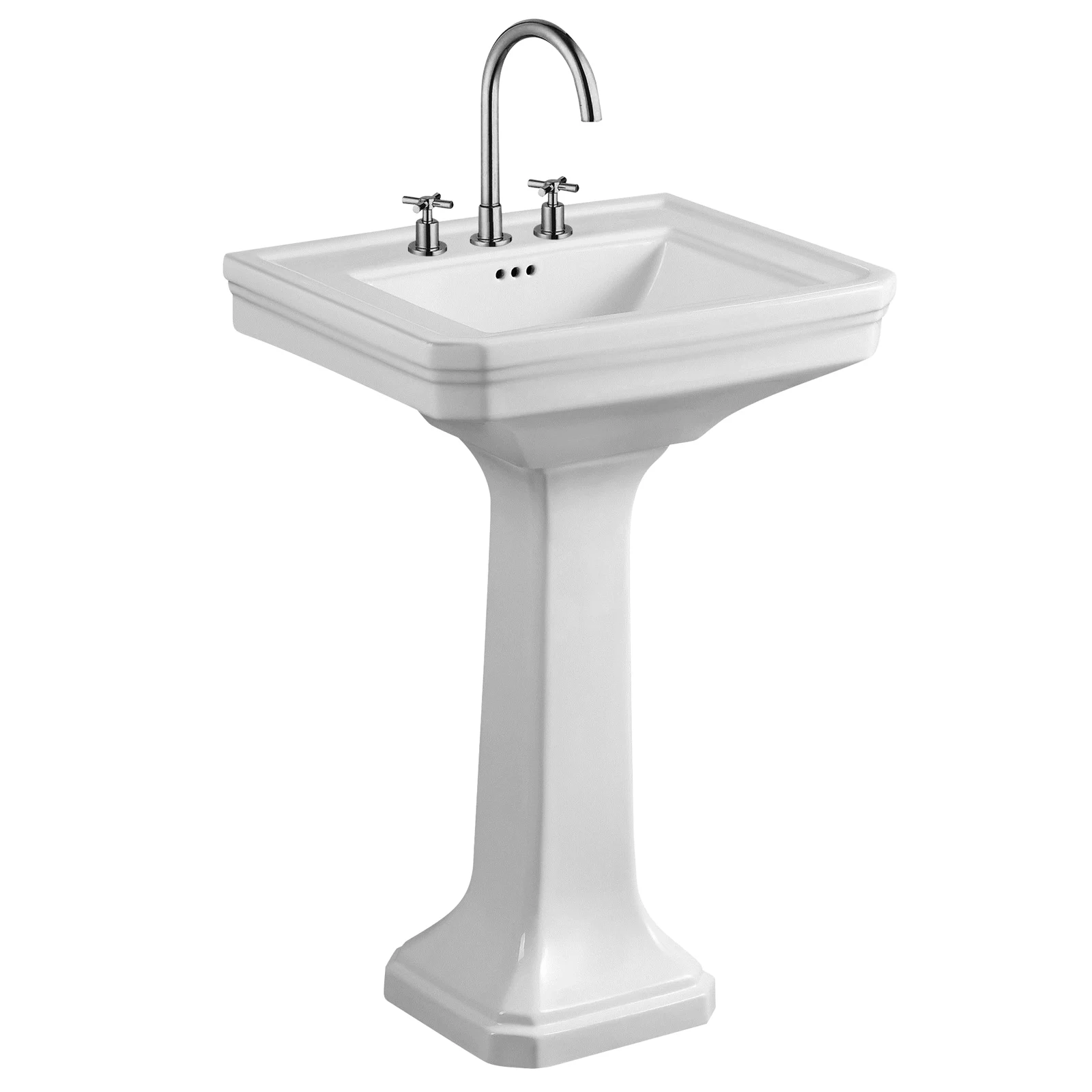 A white pedestal sink
