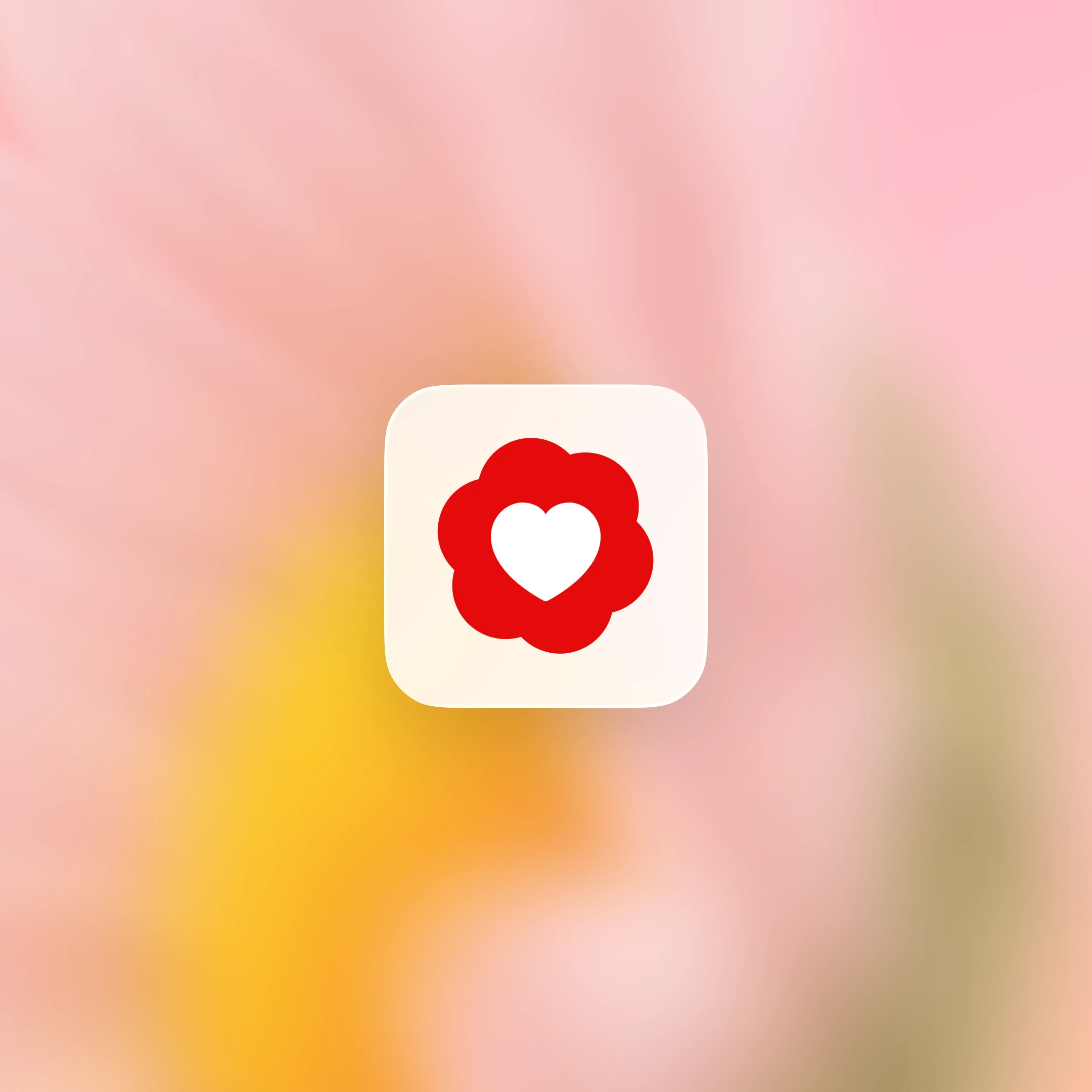 Health app icon with a heart on a soft pink and yellow gradient background.