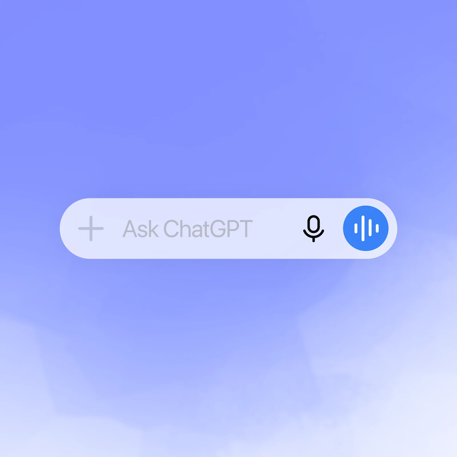 Interfaz de chat con un campo de entrada en blanco y un puntero sobre el icono de entrada de voz, invitándote a iniciar la interacción por voz.