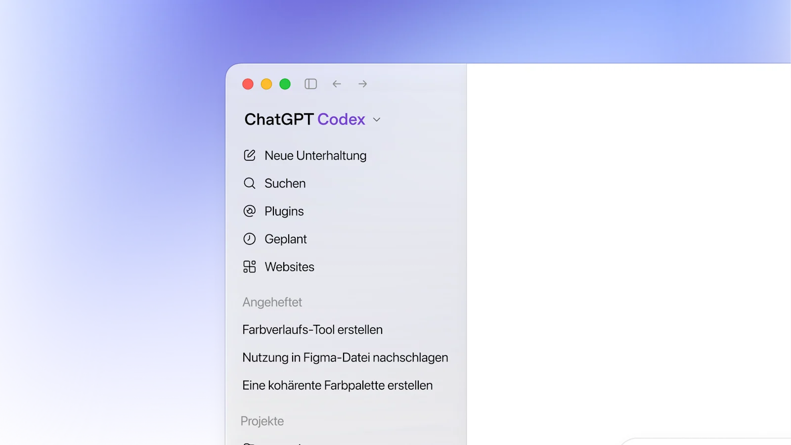 Codex-Workspace mit parallel über App- und Code-Kontexte hinweg arbeitenden Agenten vor einem Hintergrund mit Farbverlauf.