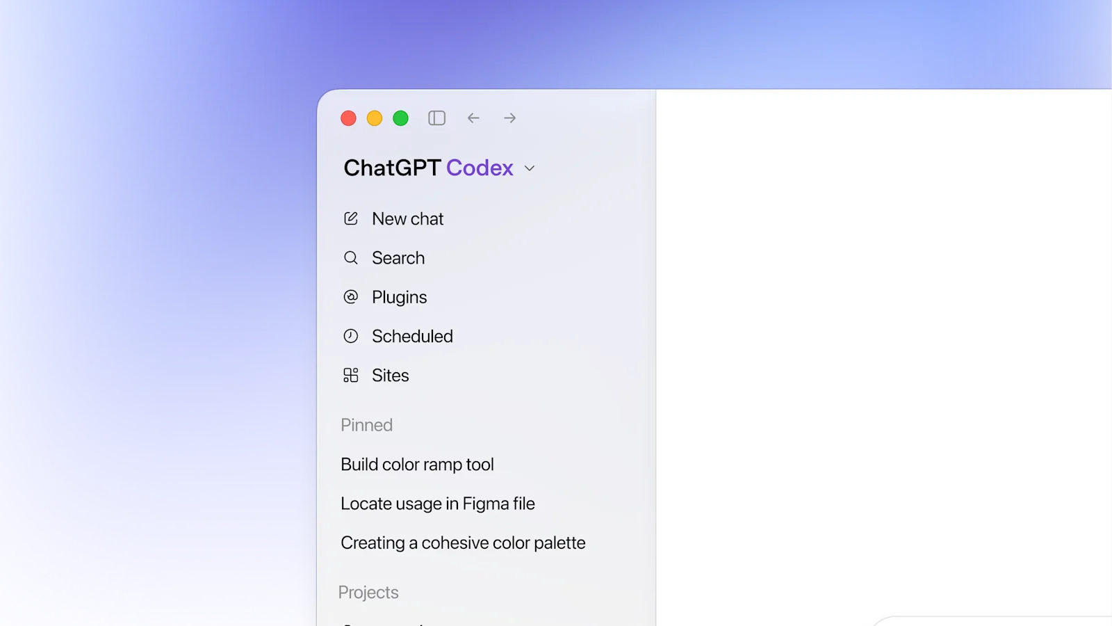 Codex workspace showing parallel agent work across app and code contexts on a gradient background.