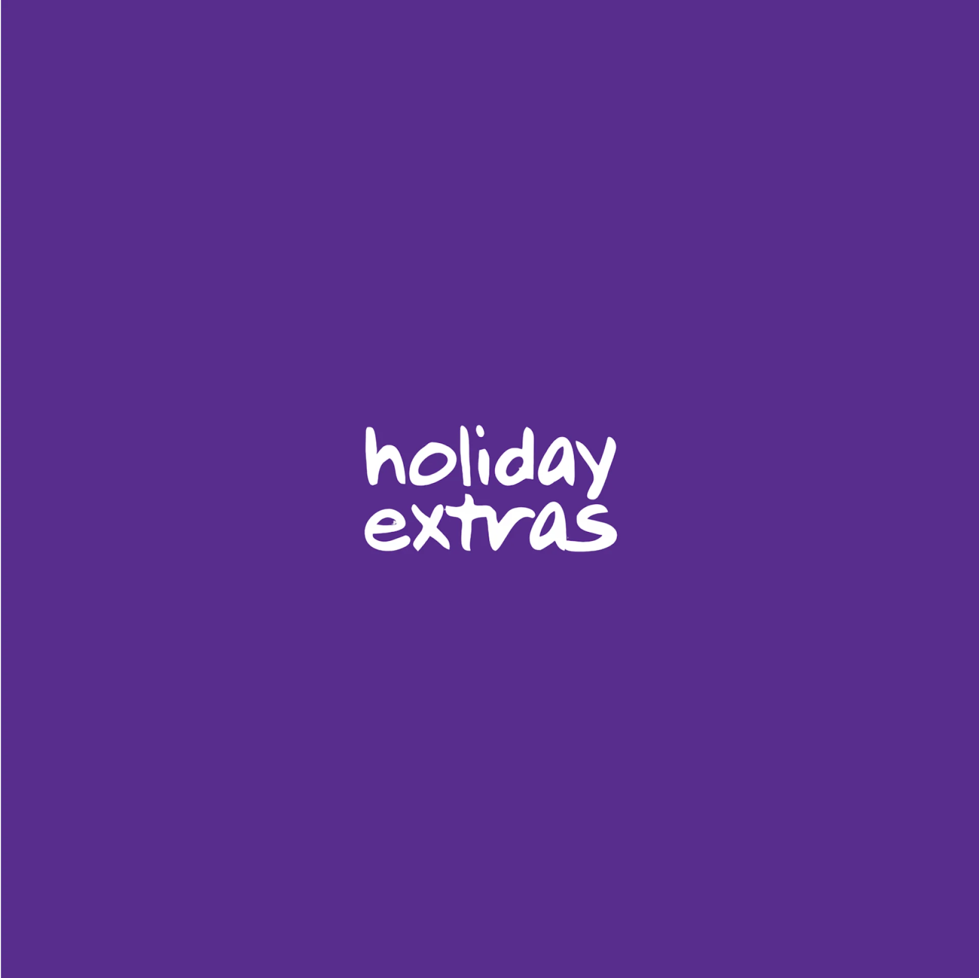 Logotipo de Holiday Extras sobre un fondo morado
