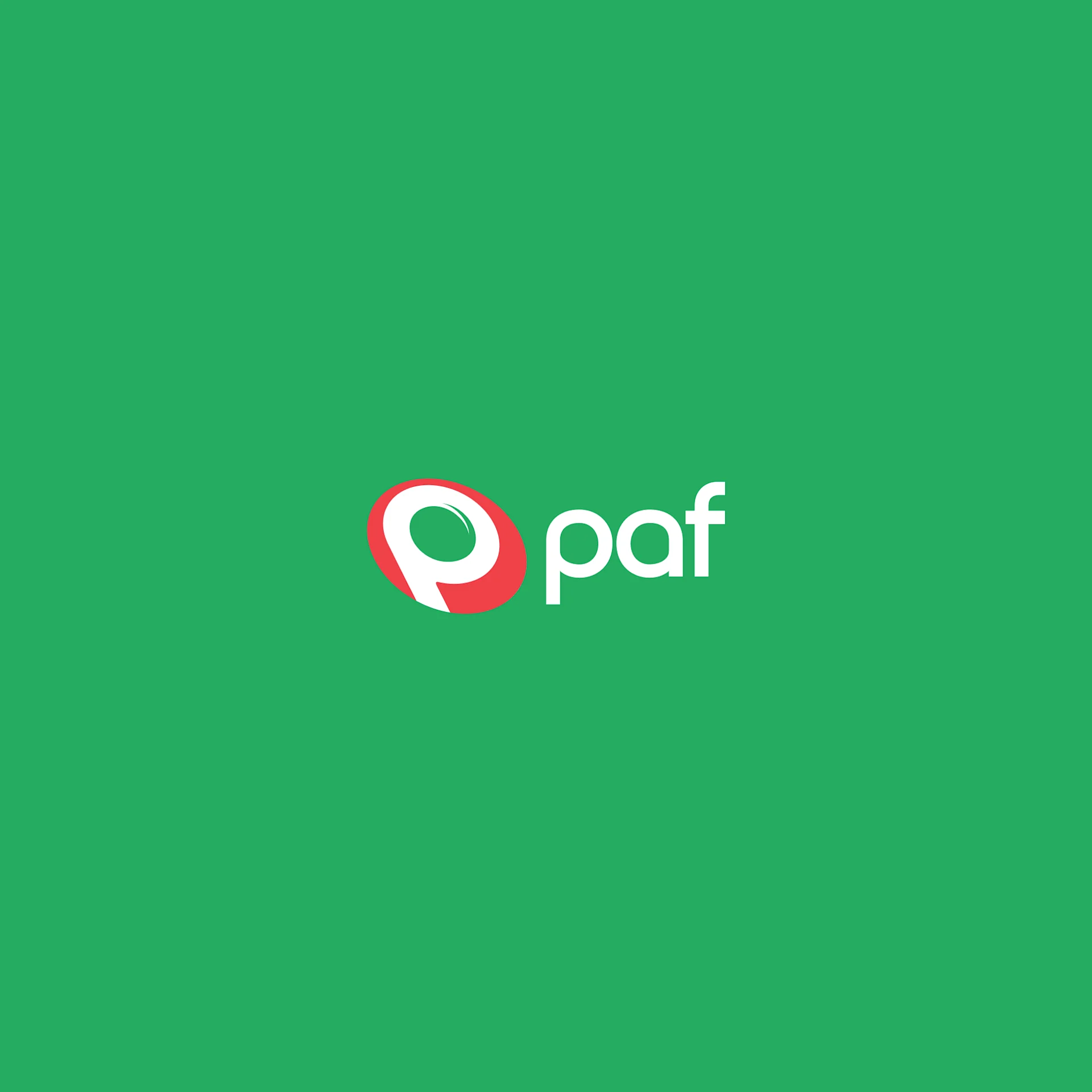 Logotipo da Paf sobre um fundo verde