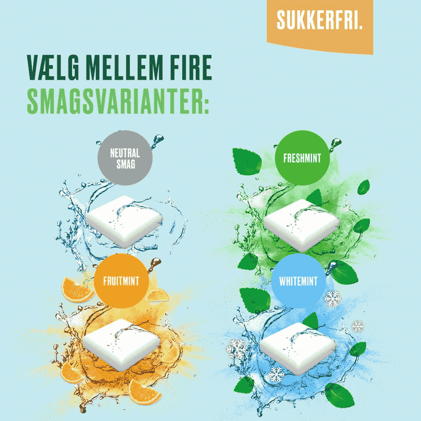 Nicorette tyggegummi findes i fire smagsvarianter
