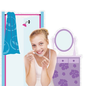 Billede af en ung kvinde med en o.b.® tampon i hånden