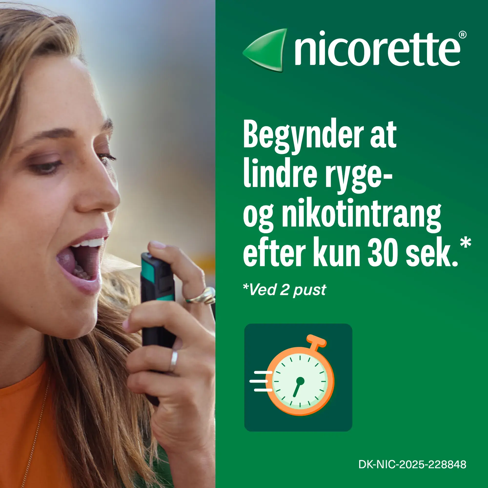Pust under tungen eller på indersiden af kinden med QuickMist