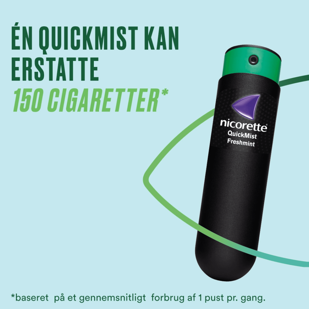 Én QuickMist kan erstatte 150 cigaretter ved 1 pust pr. gang