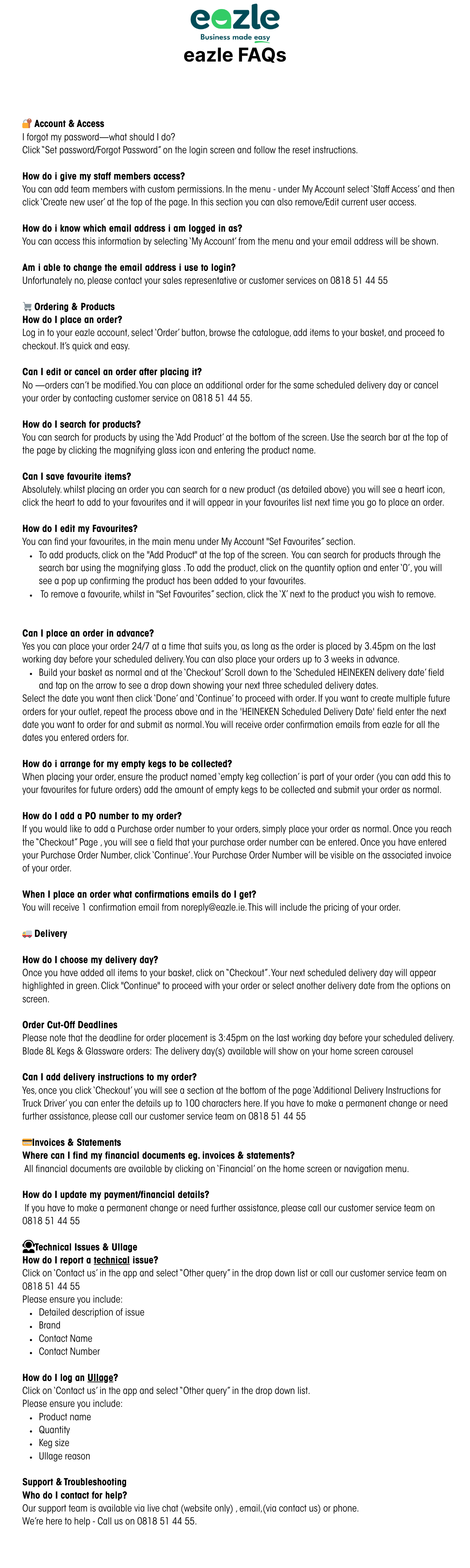 eazle - frequently asked questions 1 pager
