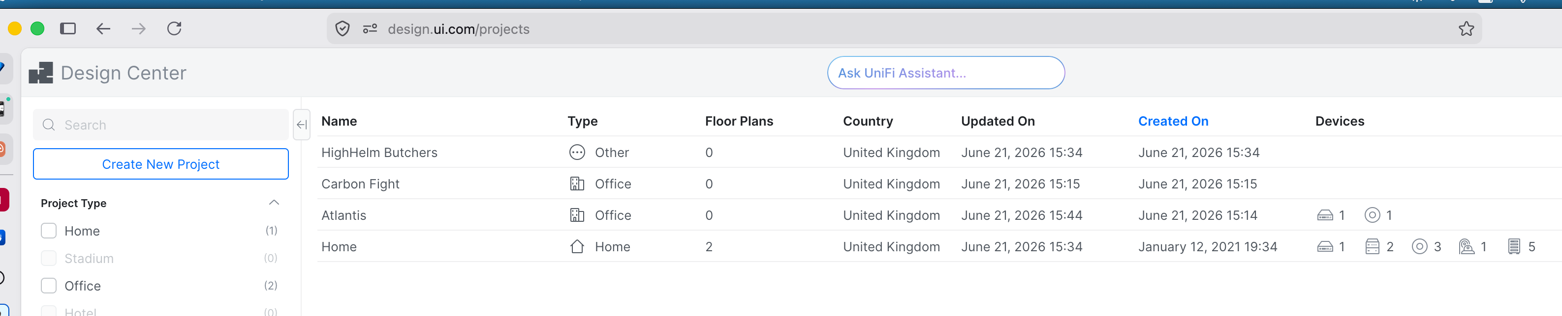 Unifi Design: Project View
