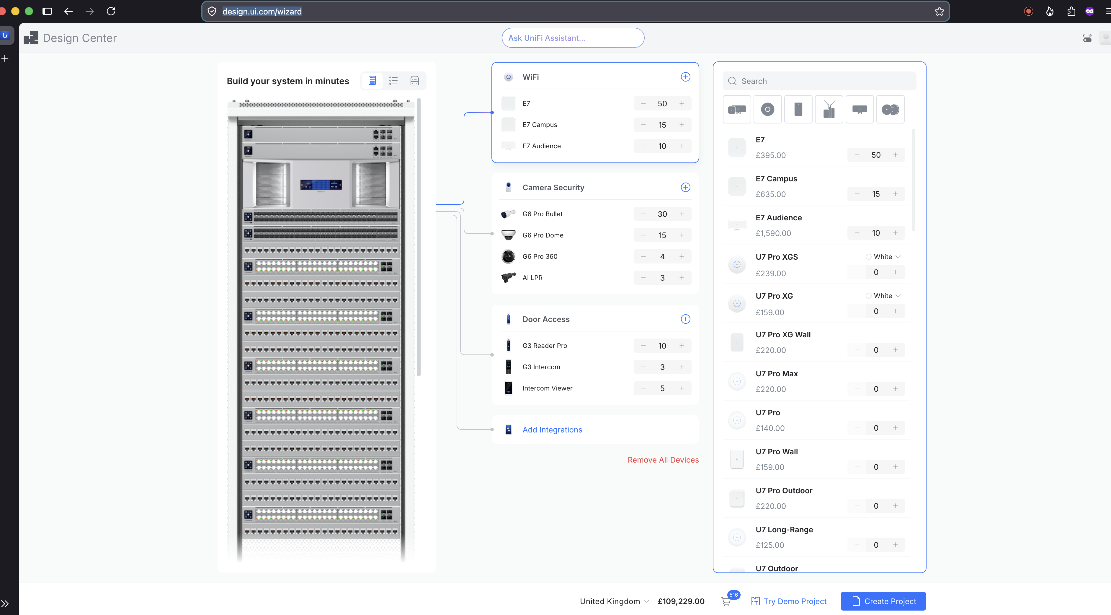Unifi Design Center: Rack View
