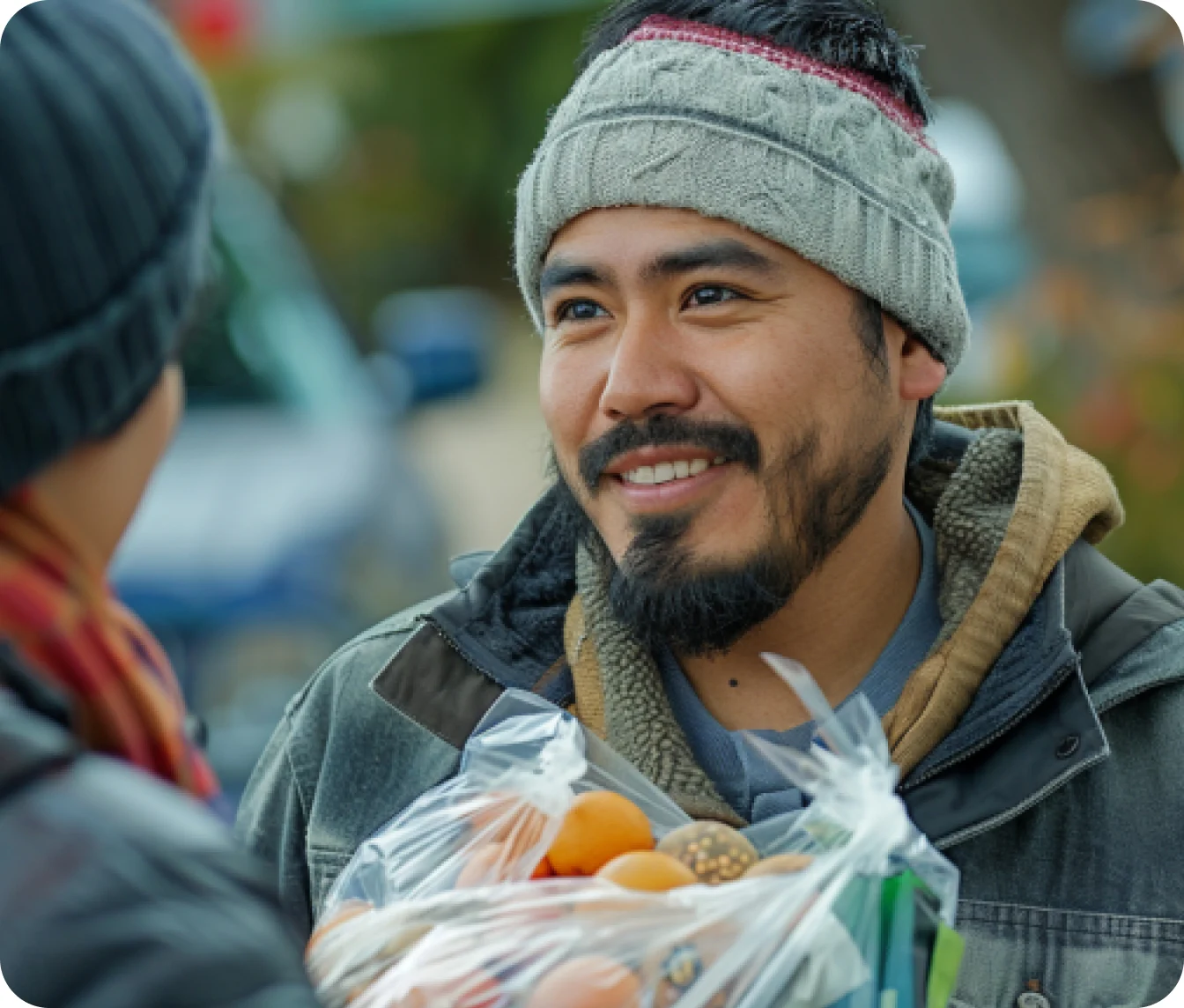Man with groceries - volunteering