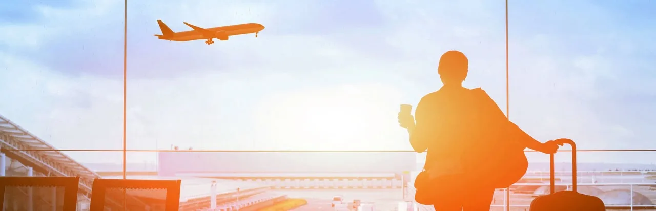 A traveler is ready to board a plane