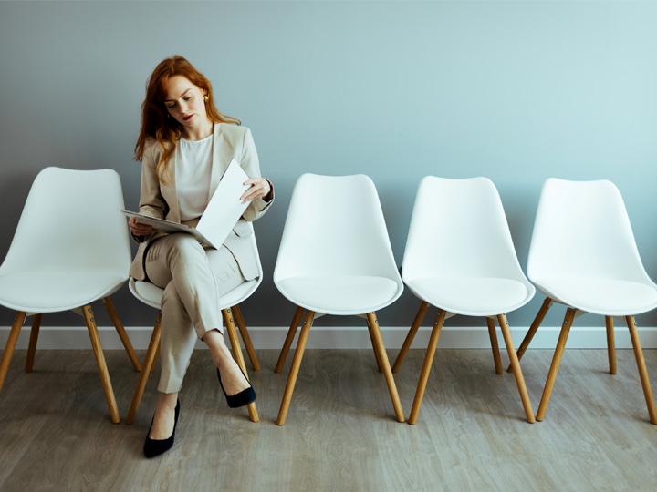 A woman waits for her doctor's appointment