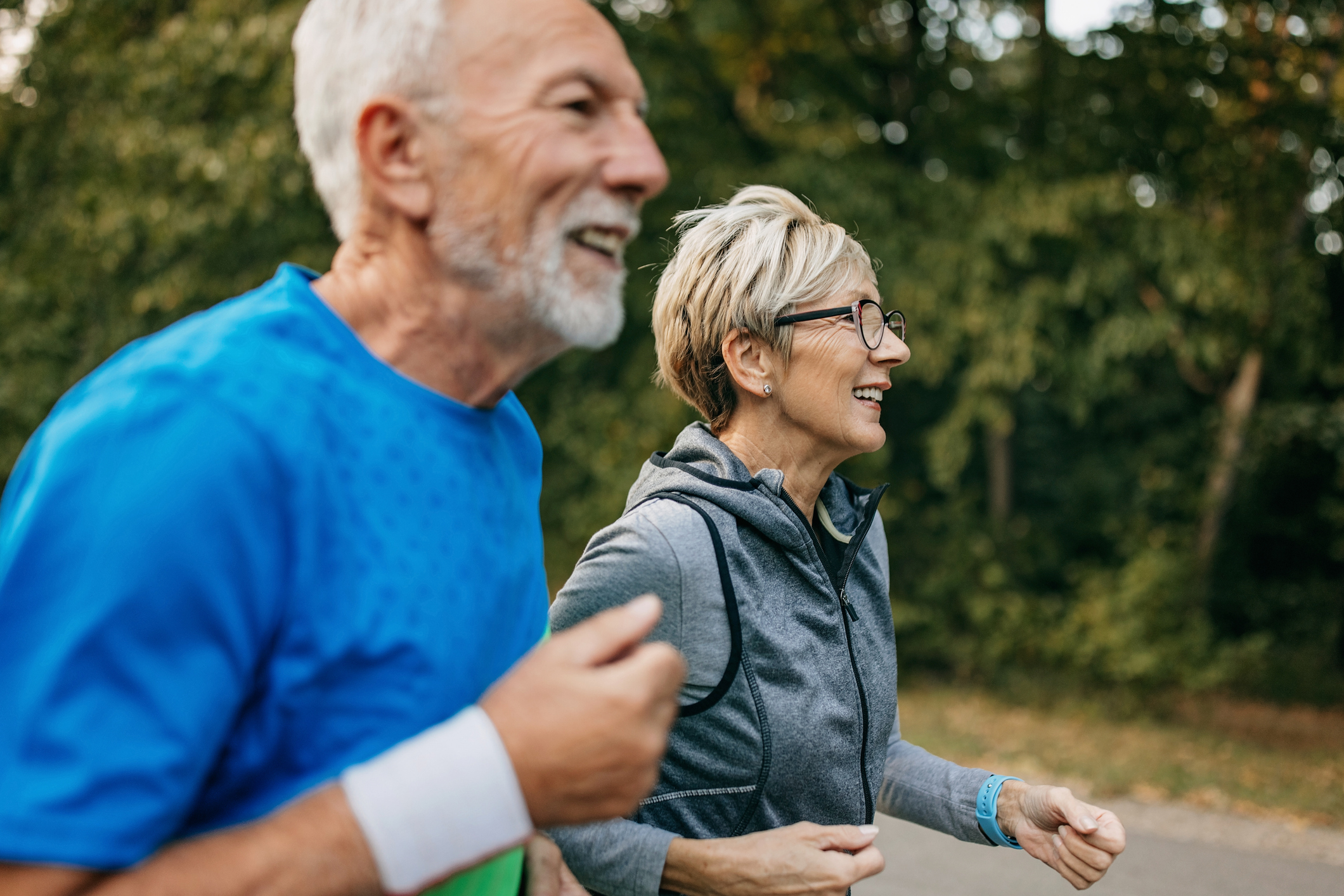 Elderly Couple Running