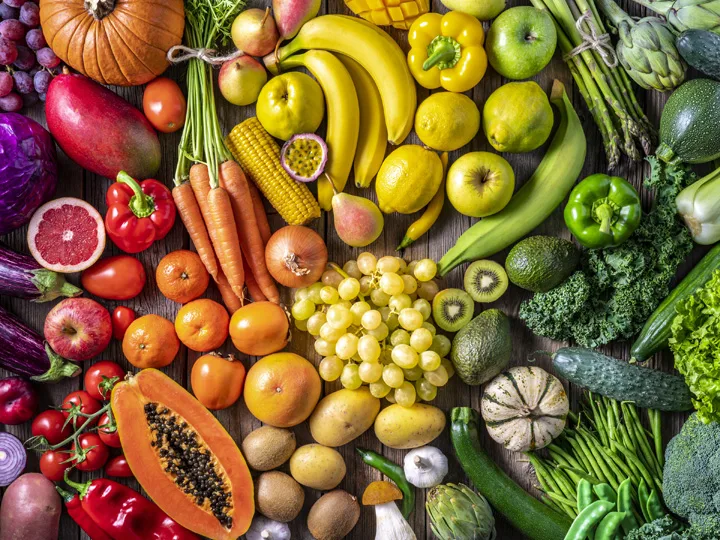 An assortment of fruits and vegetables