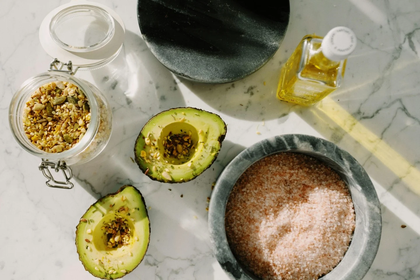 Avocados, salt, olive oil, other ingredients