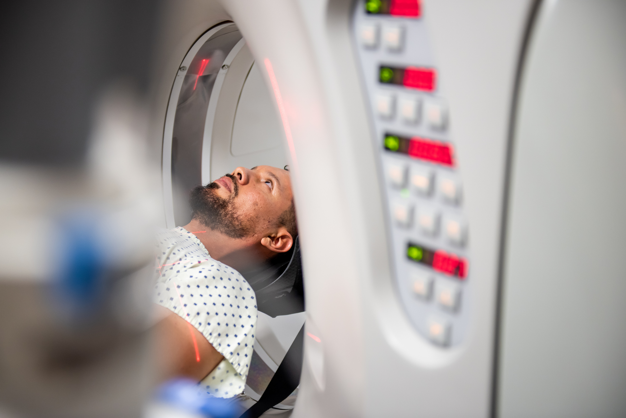 Man going into MRI