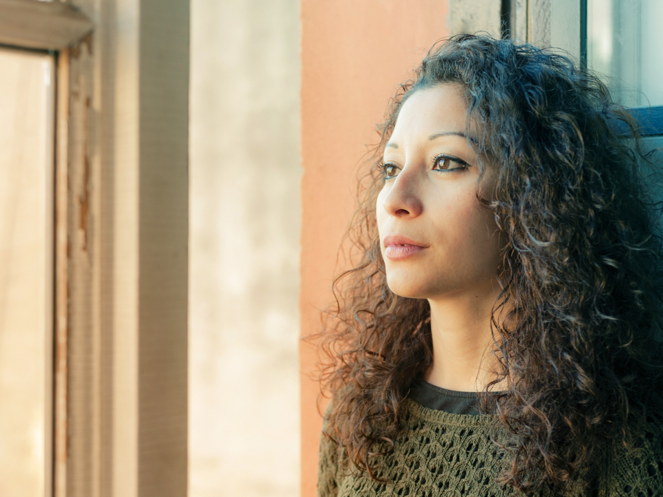 Woman looking off into distance