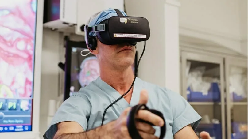 Doctor using VR headset