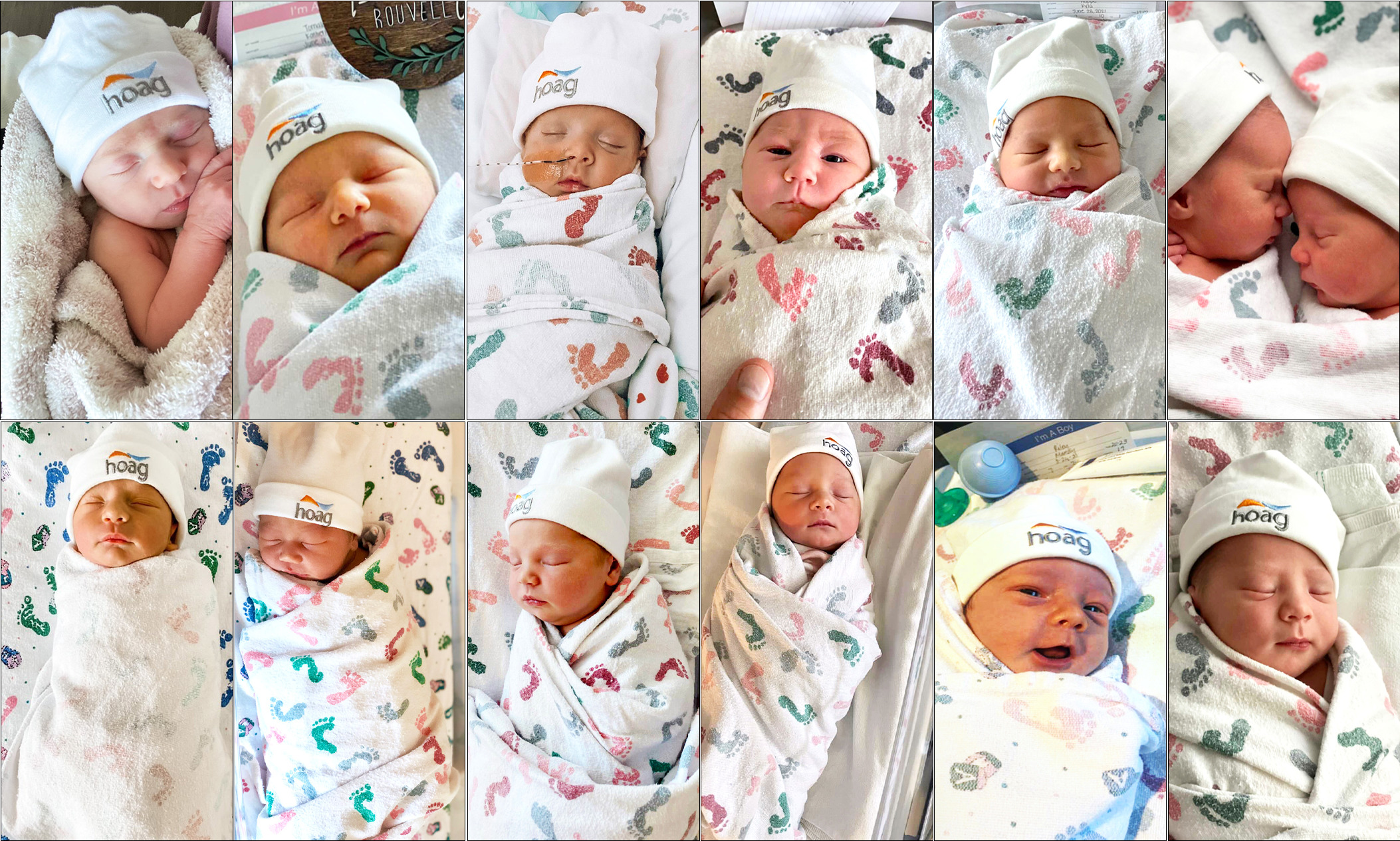 A collage of photos of babies born at Hoag hospitals