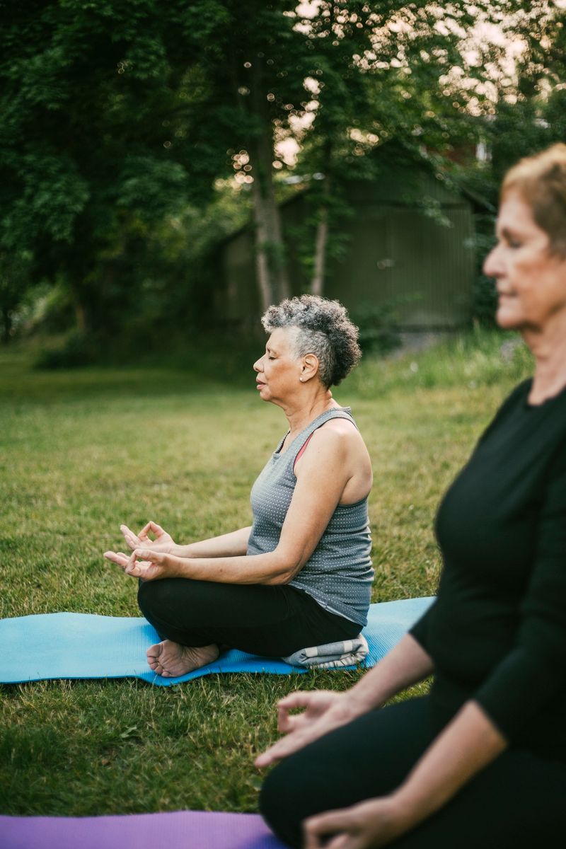 Two women are meditating