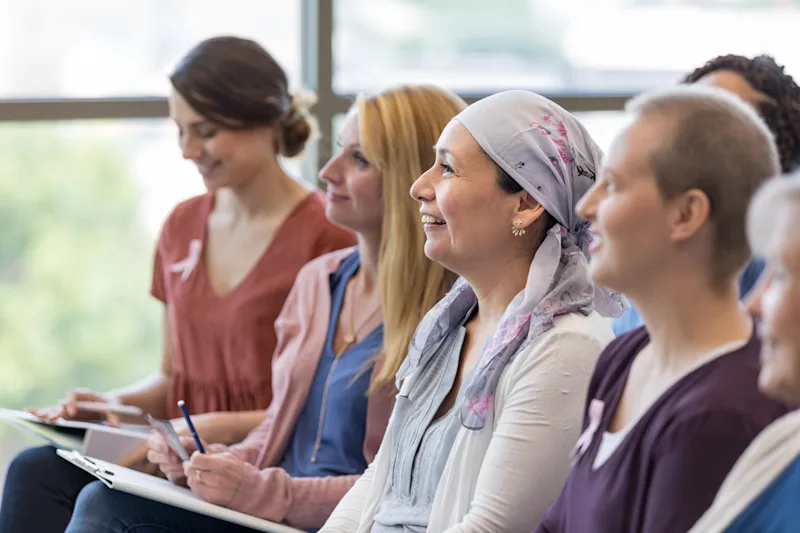 Women with cancer attending wig workshop
