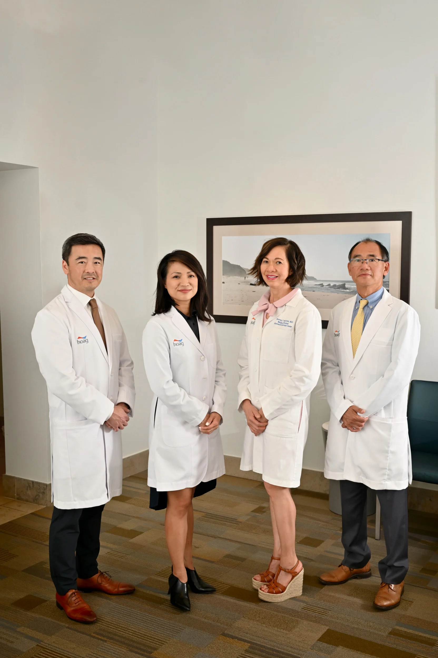 Hoag Digestive Health Institute’s gastroenterologists from left to right: Paul Lee, M.D., Caroline Hwang, M.D., Phuong Nguyen, M.D. and Tse-Ling Fong, M.D.