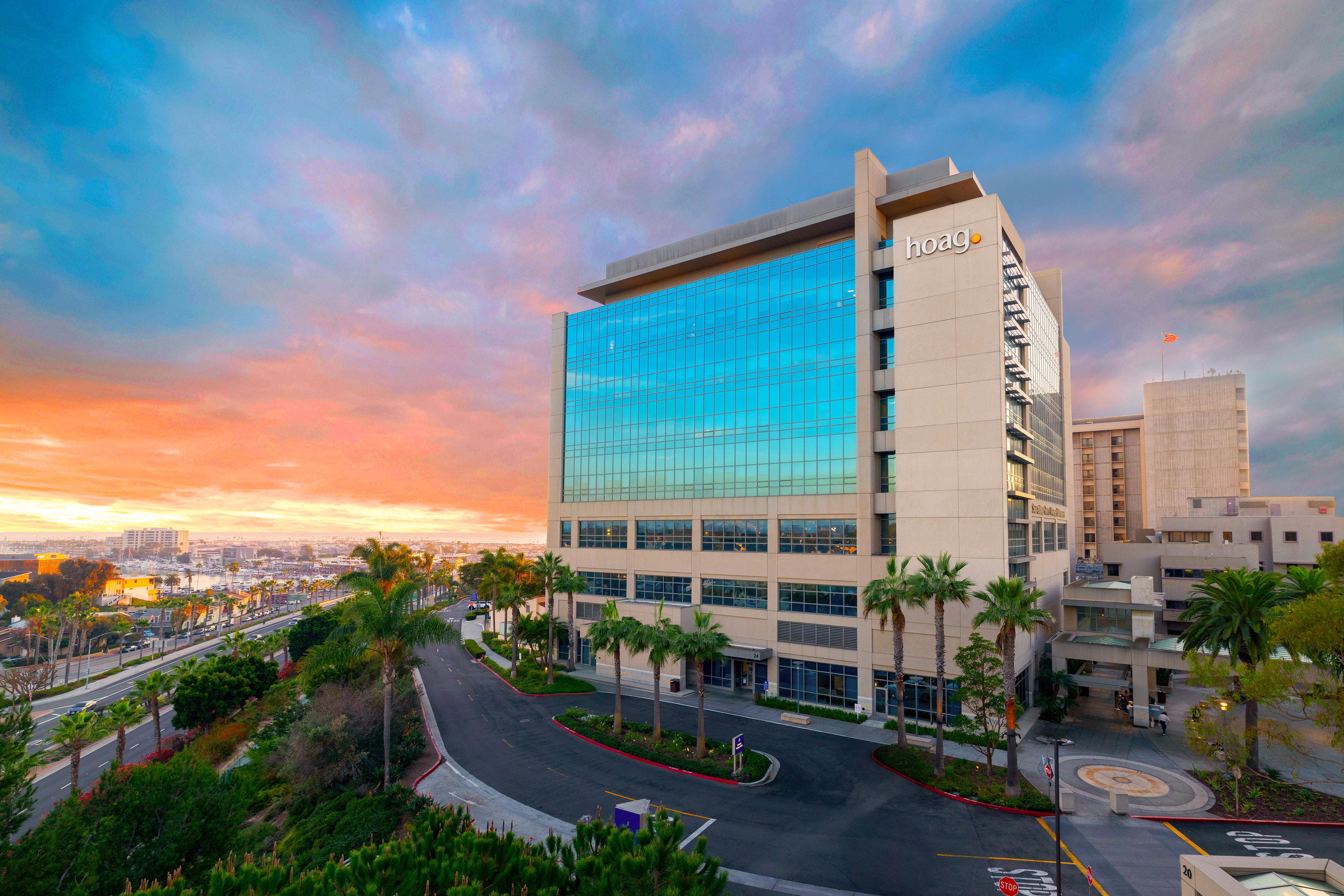 Hoag Hospital Newport Beach Building Sunset 2025