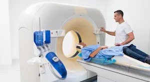 A patient is about to have their brain scanned