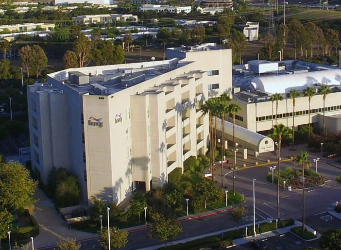 A drone shot of a Hoag Hospital location