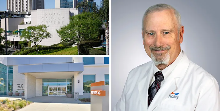 A collage of images associated with Hoag's cancer institute