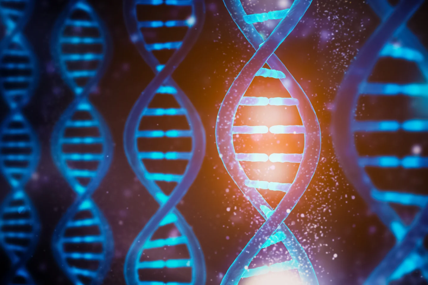 DNA Strands Glowing