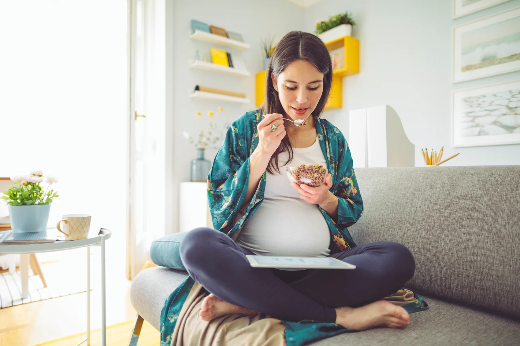 Pregnant woman eating