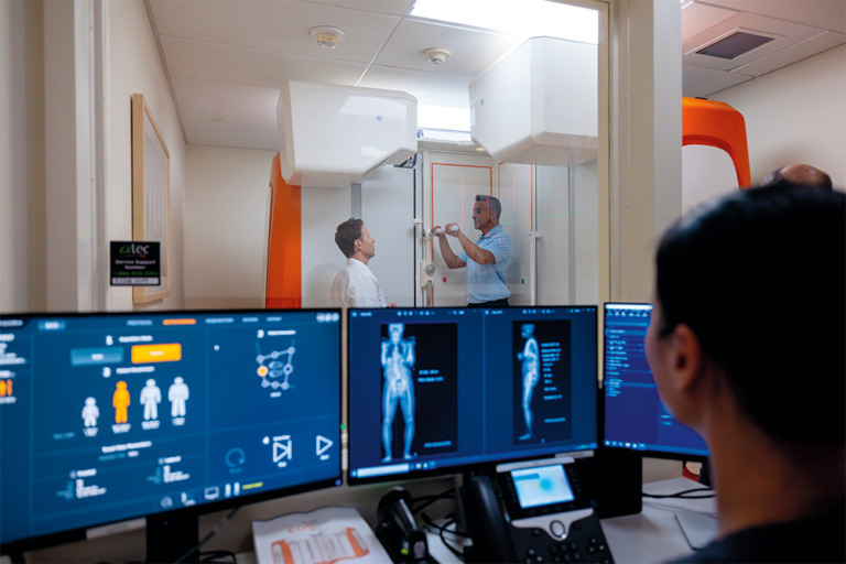 Patient scans on monitor