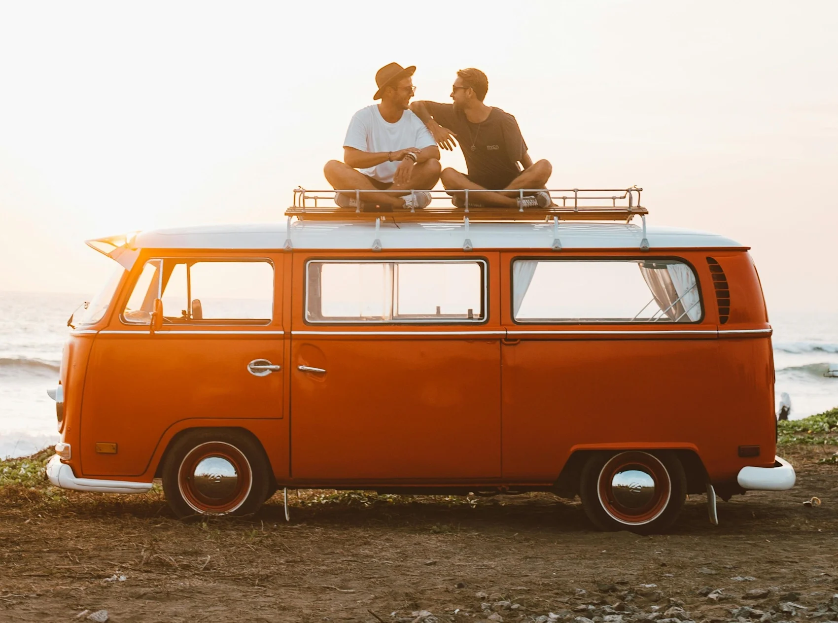 Men on VW bus